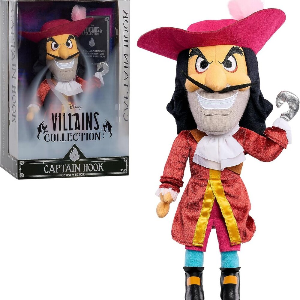 NIB Disney Villains Collection Captain Hook Plush 13-inch Collectible Plush Doll